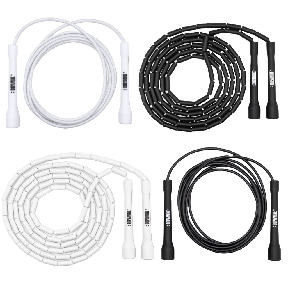 Comp4 Jump Rope Black and white - 4 Jump Rope Bundle - Beaded and PVC – DOPAMINE